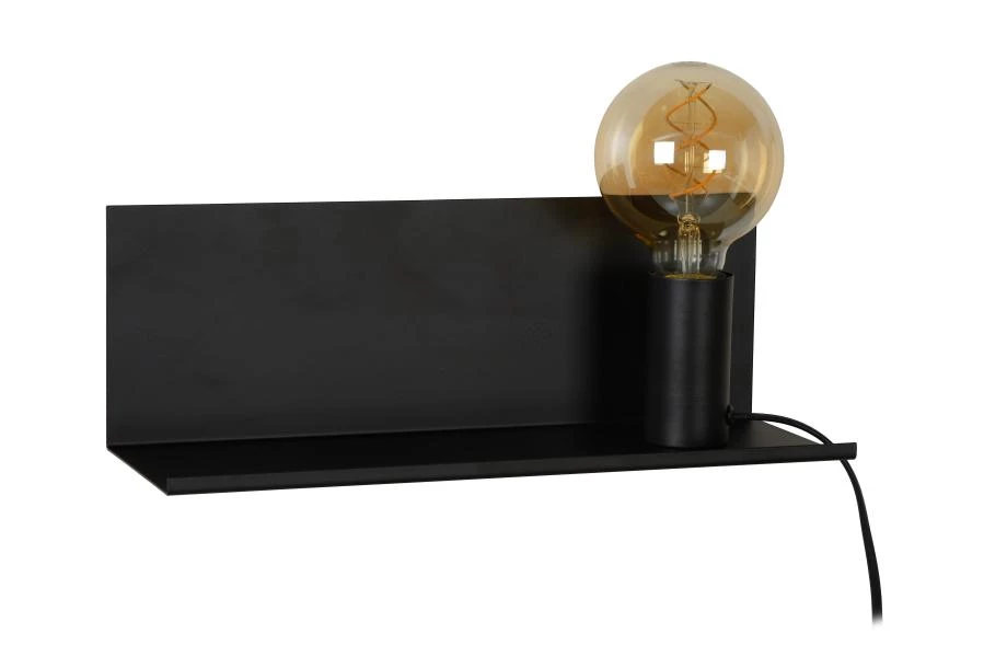 Lucide SEBO - Bedlamp / Wandlamp - 1xE27 - Zwart - uit